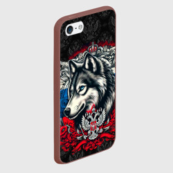 Чехол для iPhone 5/5S матовый Русский волк и герб   России - фото 2