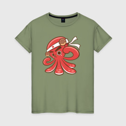 Повар осьминог – Женская футболка хлопок с принтом купить со скидкой в -20%