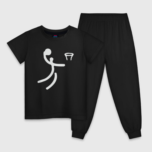 Детская пижама хлопок Баскетбол минимализм, цвет черный