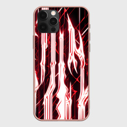 Красные неоновые полосы на чёрном фоне – Чехол для iPhone 12 Pro Max с принтом купить