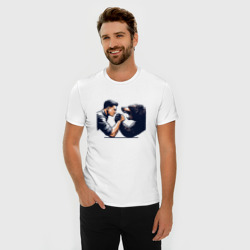 Мужская футболка хлопок Slim Армрестлинг с медведем - фото 2