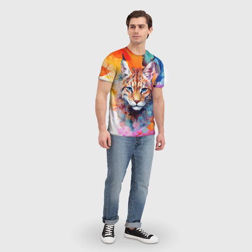 Мужская футболка 3D Живописная рысь, цвет 3D печать - фото 5