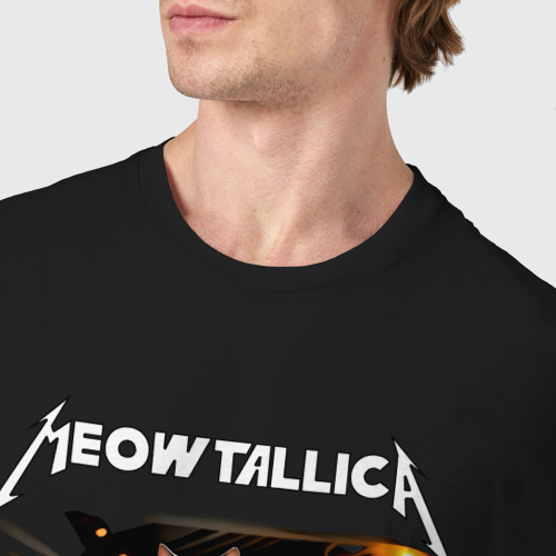 Мужская футболка хлопок Meowtallica Котфилд, цвет черный - фото 6