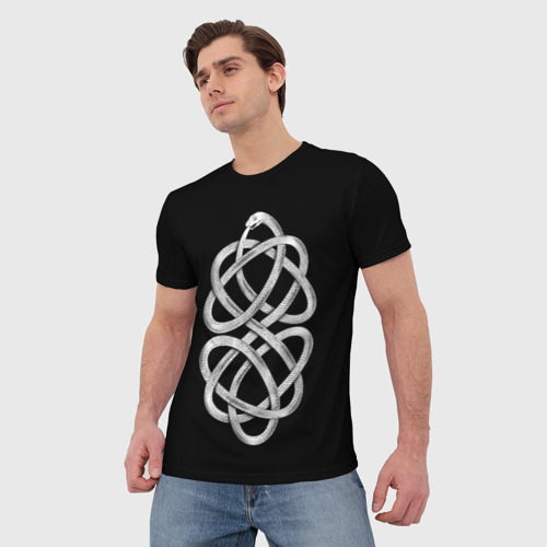 Мужская футболка 3D с принтом Уроборос, фото на моделе #1