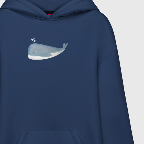 Худи SuperOversize хлопок с принтом Акварельный милый кит в пастельных тонах, фото на моделе #1