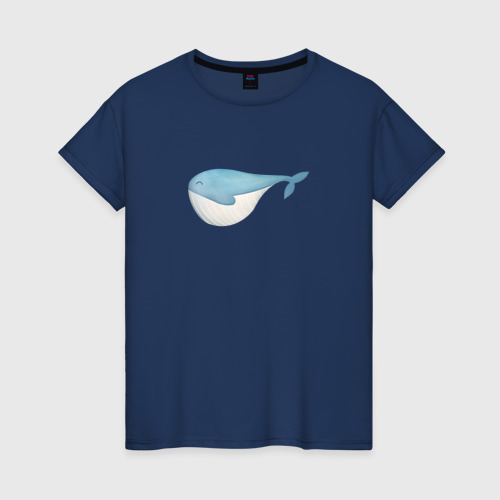 Женская футболка хлопок с принтом Морской обитатель кит, вид спереди #2