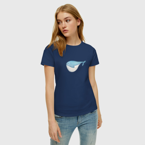 Женская футболка хлопок с принтом Морской обитатель кит, фото на моделе #1