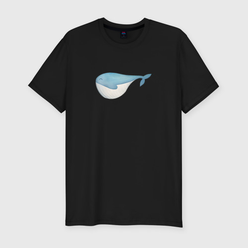 Мужская футболка хлопок Slim Морской обитатель кит, цвет черный