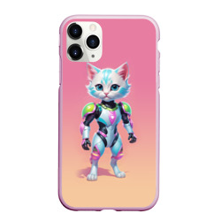 Чехол для iPhone 11 Pro матовый Funny kitten - cyberpunk