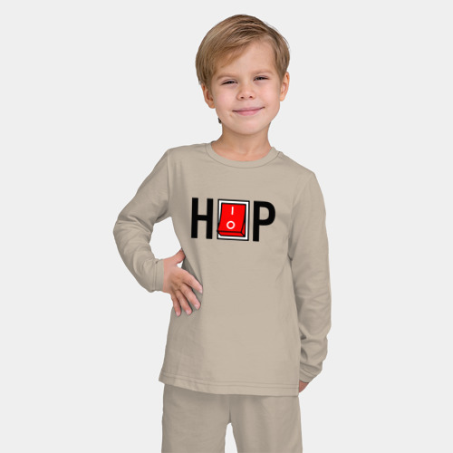 Детская пижама с лонгсливом хлопок с принтом Hip Hop выключатель, фото на моделе #1