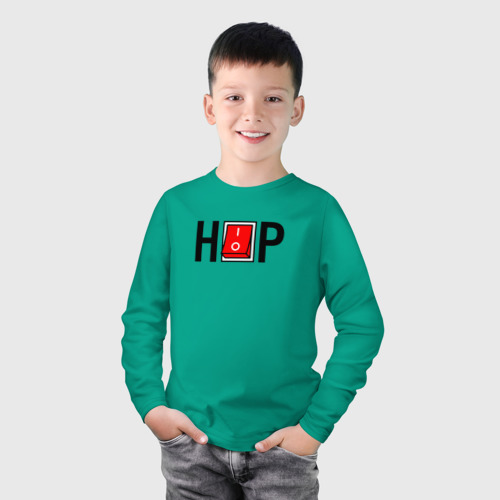 Детский лонгслив хлопок с принтом Hip Hop выключатель, фото на моделе #1