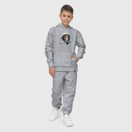 Детский костюм с толстовкой хлопок с принтом Кот космонавт в шлеме и скафандре, фото на моделе #1