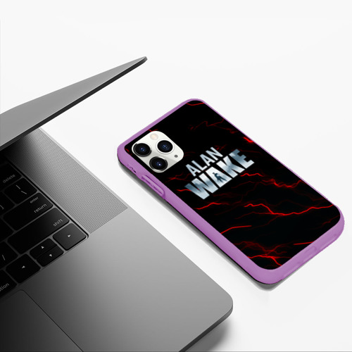 Чехол для iPhone 11 Pro Max матовый Alan Wake dark strom, цвет фиолетовый - фото 5