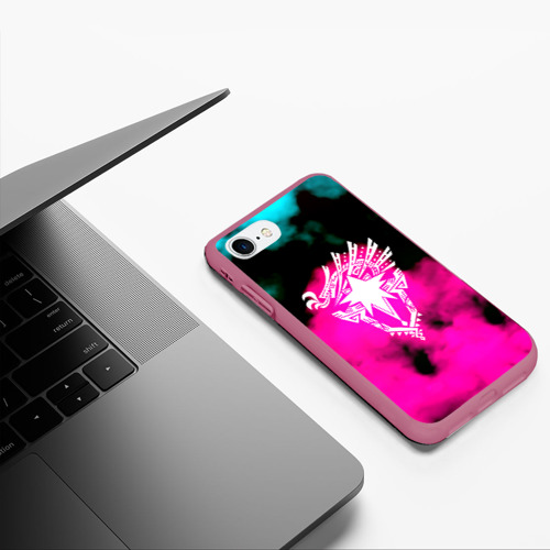 Чехол для iPhone 7/8 матовый с принтом Монстр хантер неоновые фон, фото #5