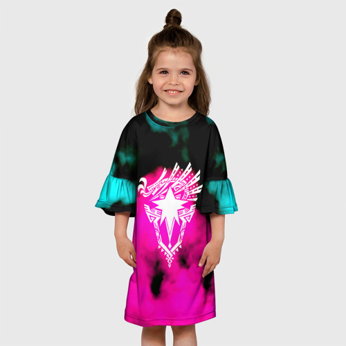 Детское платье 3D Монстр хантер неоновые фон, цвет 3D печать - фото 4