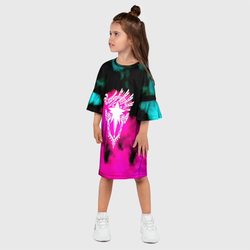 Детское платье 3D Монстр хантер неоновые фон, цвет 3D печать - фото 3