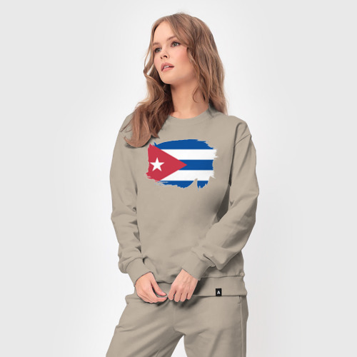 Женский костюм хлопок с принтом Флаг Кубы, вид сбоку #3