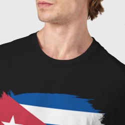 Футболка с принтом Флаг Кубы для мужчины, вид на модели спереди №4. Цвет основы: черный