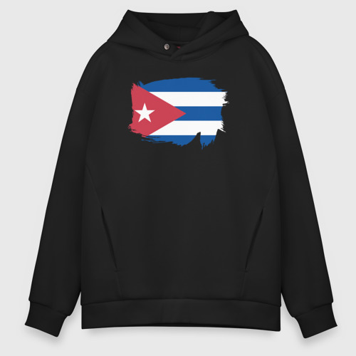 Мужское худи Oversize хлопок Флаг Кубы, цвет черный