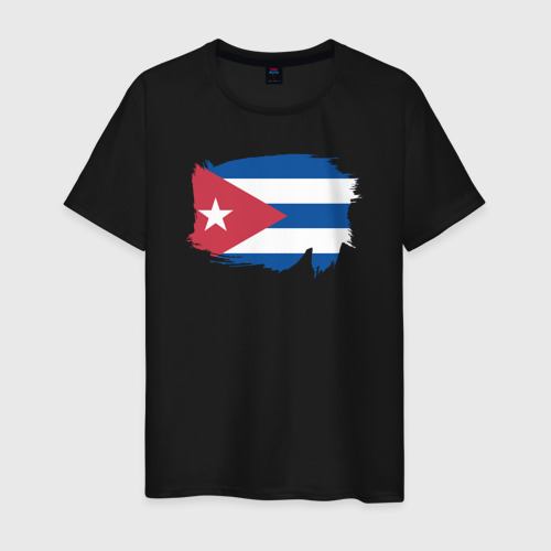 Мужская футболка из хлопка с принтом Флаг Кубы, вид спереди №1