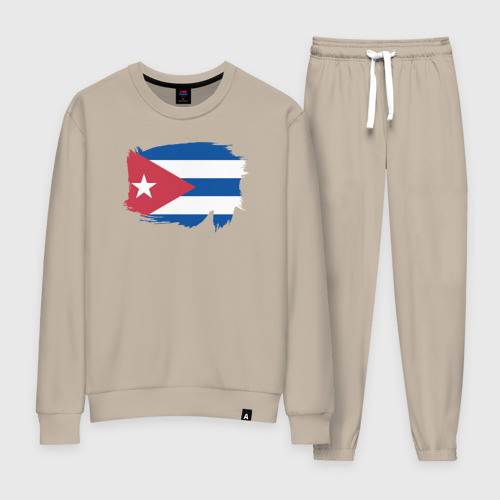 Женский костюм хлопок с принтом Флаг Кубы, вид спереди #2