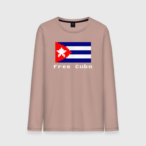 Мужской лонгслив хлопок с принтом Free Cuba, вид спереди #2