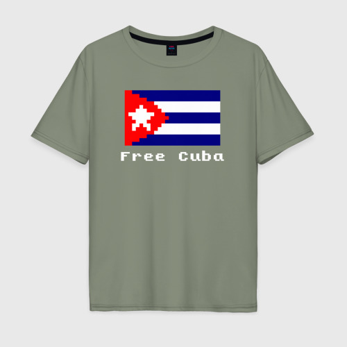 Мужская футболка хлопок Oversize с принтом Free Cuba, вид спереди #2