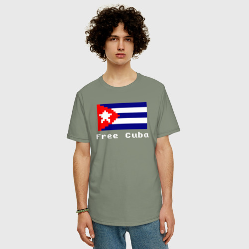 Мужская футболка хлопок Oversize с принтом Free Cuba, фото на моделе #1