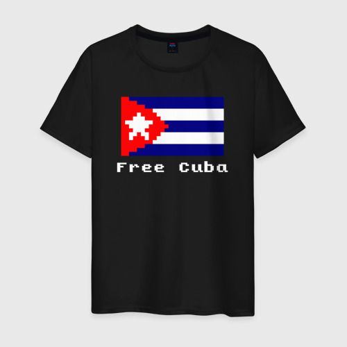 Мужская футболка из хлопка с принтом Free Cuba, вид спереди №1