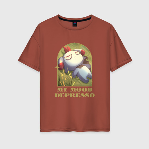 Женская футболка хлопок Oversize с принтом My mood Depresso Palworld, вид спереди #2