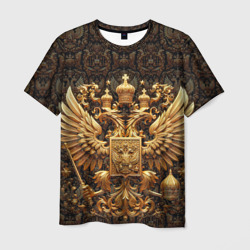 Объемный золотой  герб России – Мужская футболка 3D с принтом купить со скидкой в -26%