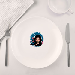 Набор: тарелка + кружка Портрет девушки в тюльпанах - фото 2