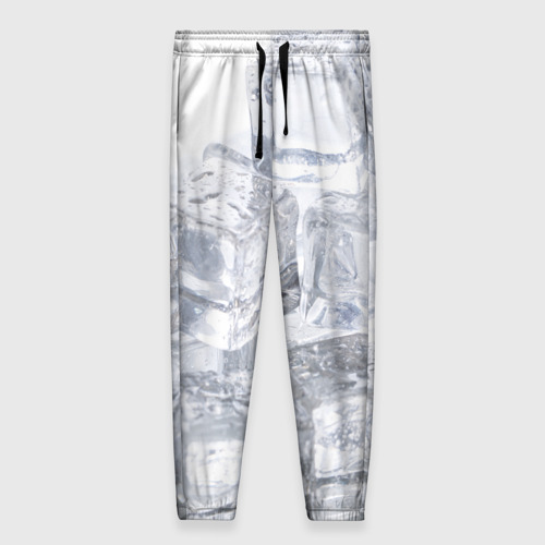 Женские брюки с принтом Кубики льда на белом, вид спереди №1