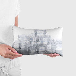 Подушка с принтом Кубики льда на белом для любого человека, вид спереди №2. Цвет основы: белый