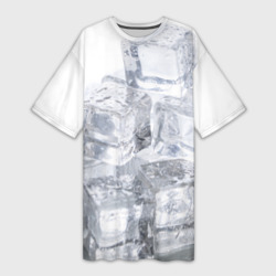 Кубики льда на белом – Платье-футболка 3D с принтом купить