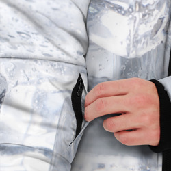 Куртка с принтом Кубики льда на белом для мужчины, вид на модели спереди №3. Цвет основы: черный