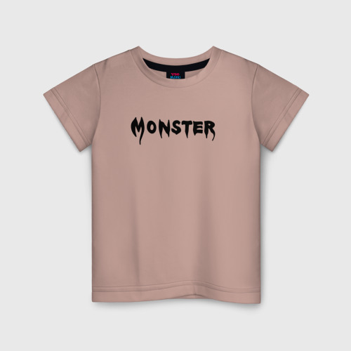 Детская футболка хлопок с принтом Monster black, вид спереди #2