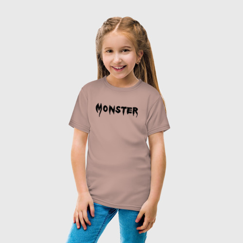 Детская футболка хлопок с принтом Monster black, вид сбоку #3