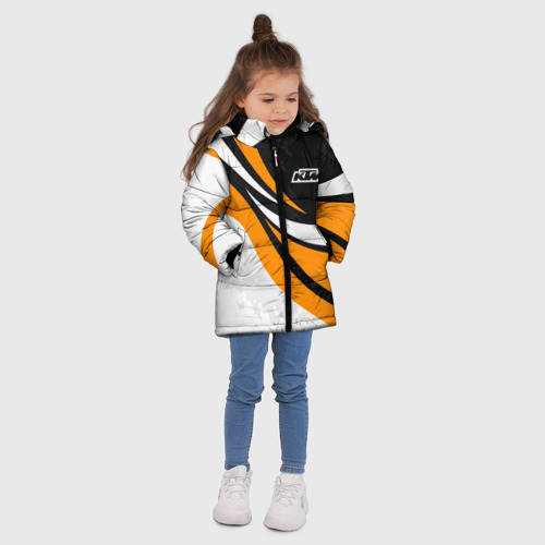 Зимняя куртка для девочек 3D с принтом КТМ - оранжевые вставки, вид сбоку #3