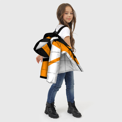 Зимняя куртка для девочек 3D с принтом КТМ - оранжевые вставки, фото #4