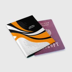 Обложка для паспорта матовая кожа КТМ - оранжевые вставки - фото 2