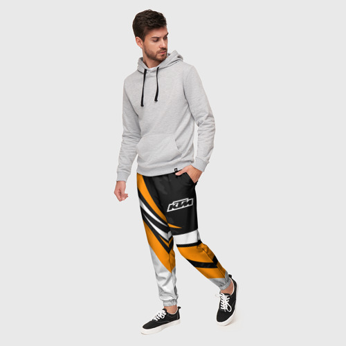Мужские брюки 3D КТМ - оранжевые вставки, цвет 3D печать - фото 3