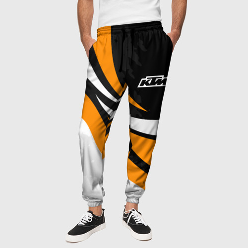 Мужские брюки 3D КТМ - оранжевые вставки, цвет 3D печать - фото 4