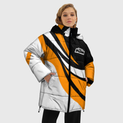 Женская зимняя куртка Oversize КТМ - оранжевые вставки - фото 2