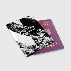 Обложка для паспорта матовая кожа KTM- черно-белая абстракция - фото 2