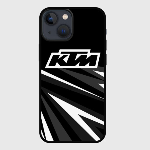 Чехол для iPhone 13 mini с принтом KTM - black sport, вид спереди #2