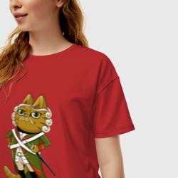 Женская футболка хлопок Oversize Кот-солдат - фото 2