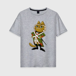 Женская футболка хлопок Oversize Кот-солдат
