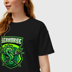 Женская футболка хлопок Oversize Seahorse - фото 2