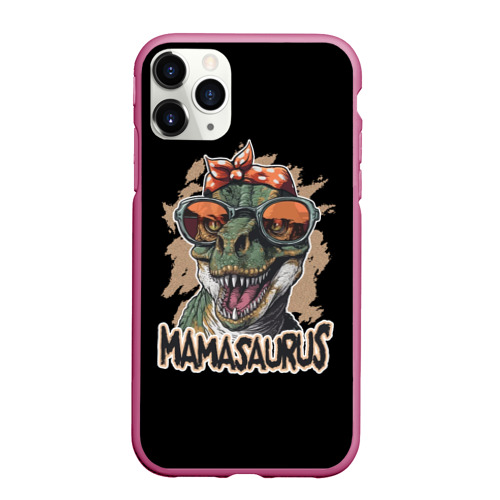 Чехол для iPhone 11 Pro Max матовый Мамазавр, цвет малиновый